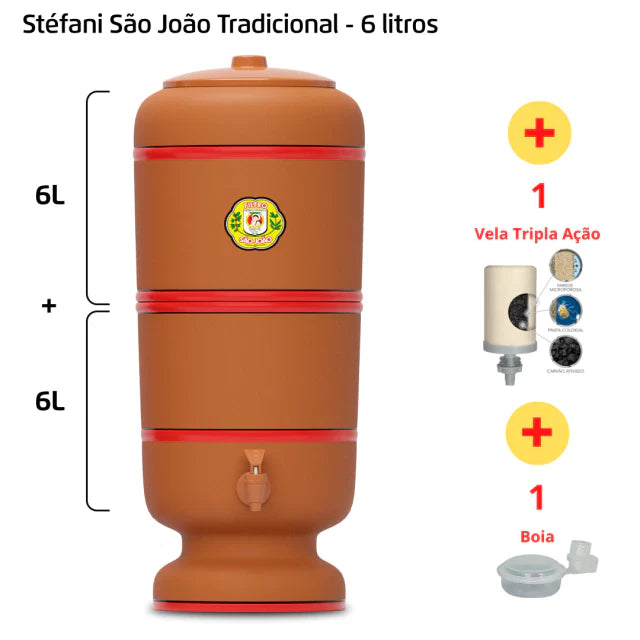 Filtro São João - 6 litros - 1 vela + 1 vela Tripla Ação